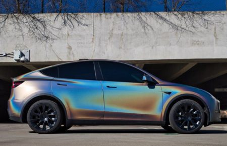 color-cahnging Tesla wrap