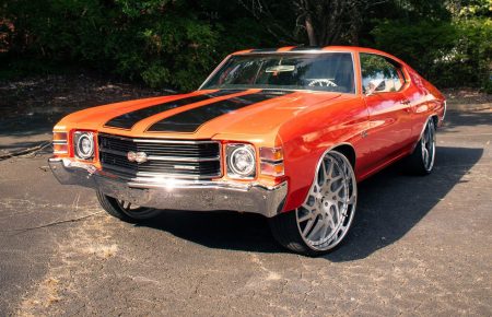 Orange Chevey Chevelle wrapped by Pristine Co